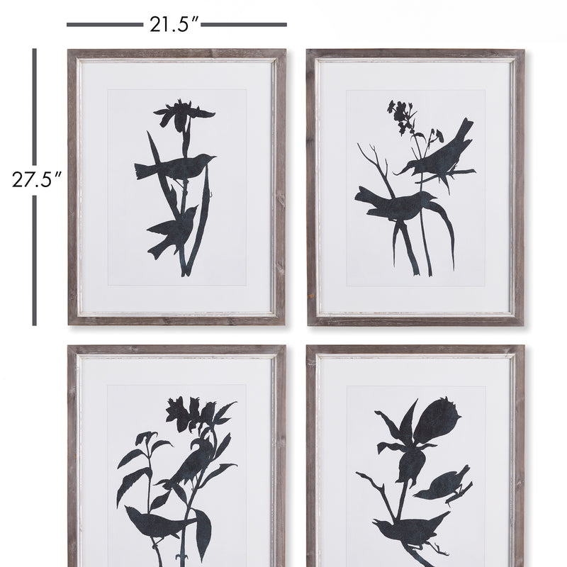 NAPA Home & Garden, BIRD SILHOUETTE PRINTS, SET OF 4,NH412