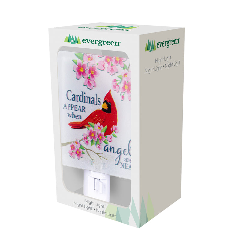 Memorial Nightlight Glass Square "Cardinals Appear When Angels Are Near", 5.25"H