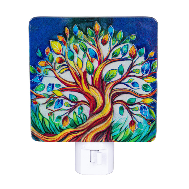 Memorial Nightlight Glass Square Tree of Life, 5.25"H