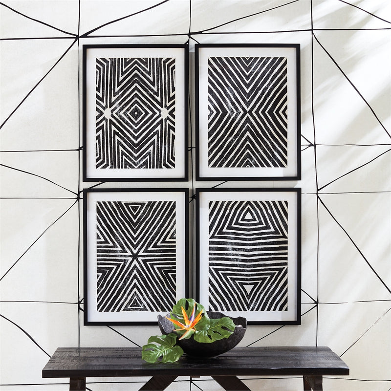 Napa Home Garden, ACHROMATIC GEOMETRIC PRINTS ,SET OF 4,nnh547