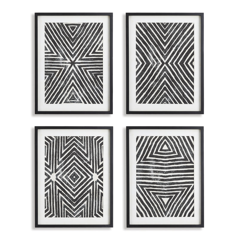 NAPA Home & Garden, ACHROMATIC GEOMETRIC PRINTS, SET OF 4,NNH547