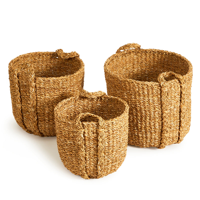 NAPA Home & Garden, SEAGRASS ROUND DRUM BASKETS, SET OF 3,NSG408