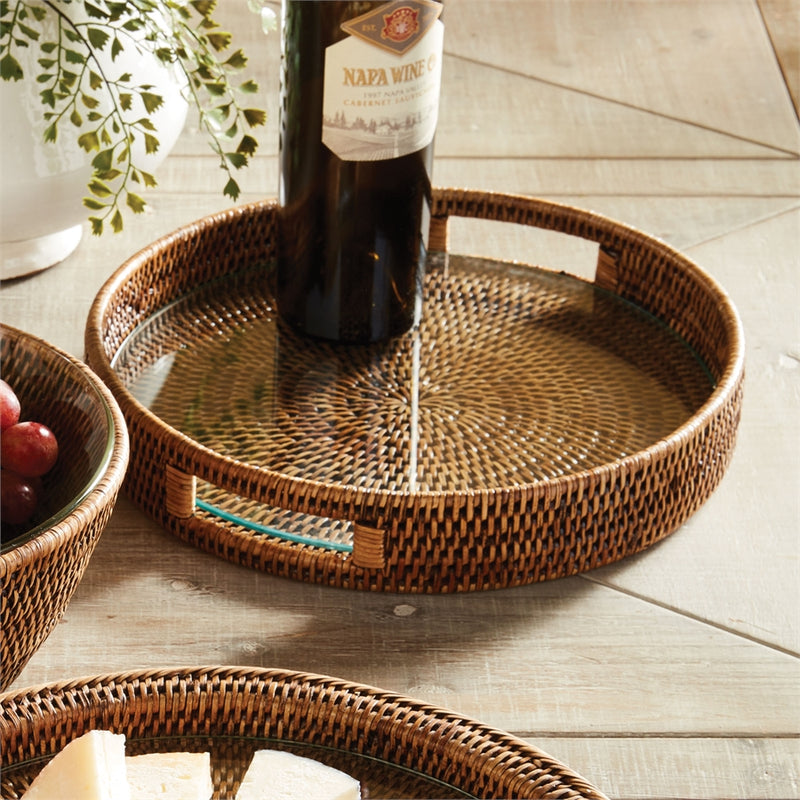 Napa Home Garden, BURMA RATTAN ROUND SERVING TRAY,ntn251br