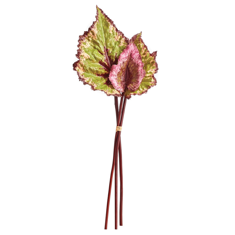 Napa Floral Collection-Begonia Leaf Stems , Bundle of 3 Pink