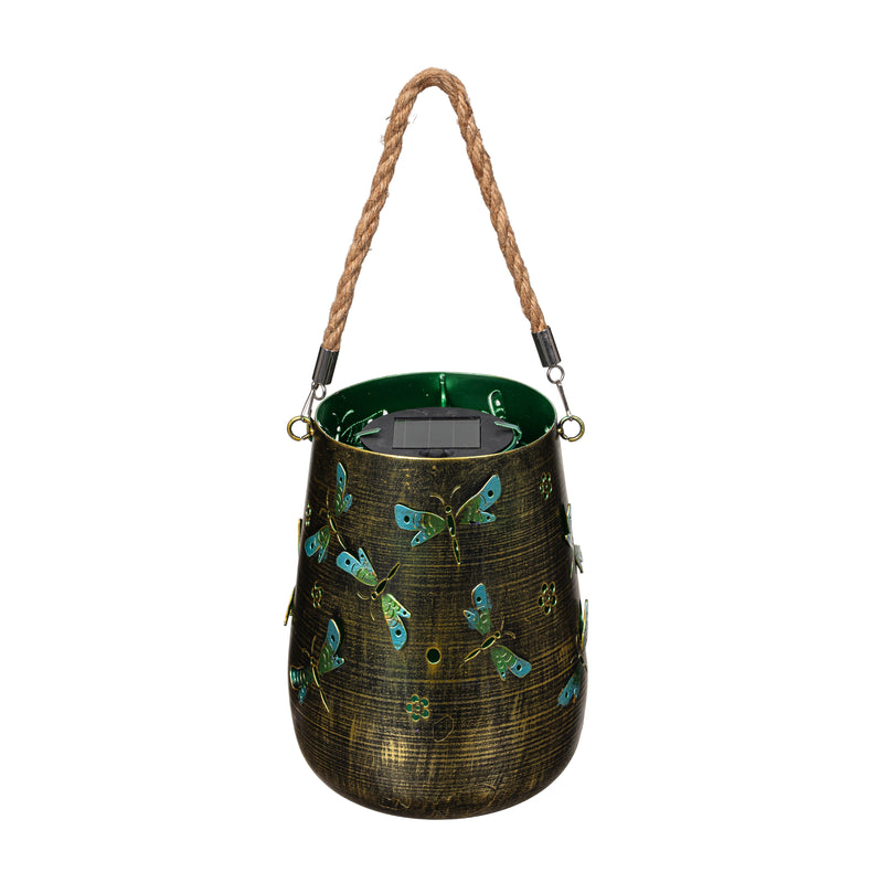 Pollinator Garden Outdoor Lamp & Lighting, Metal Butterfly Solar Lantern, 2 Assorted