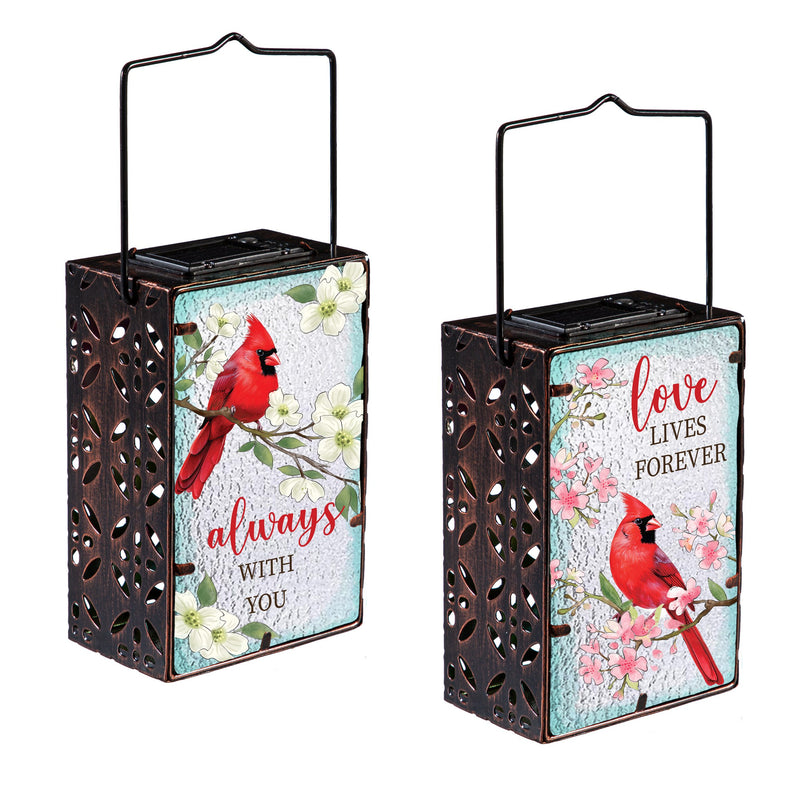 Memorial Outdoor Lamps & Lighting, Cardinal Mini Glass Solar Lantern, Asst of 2
