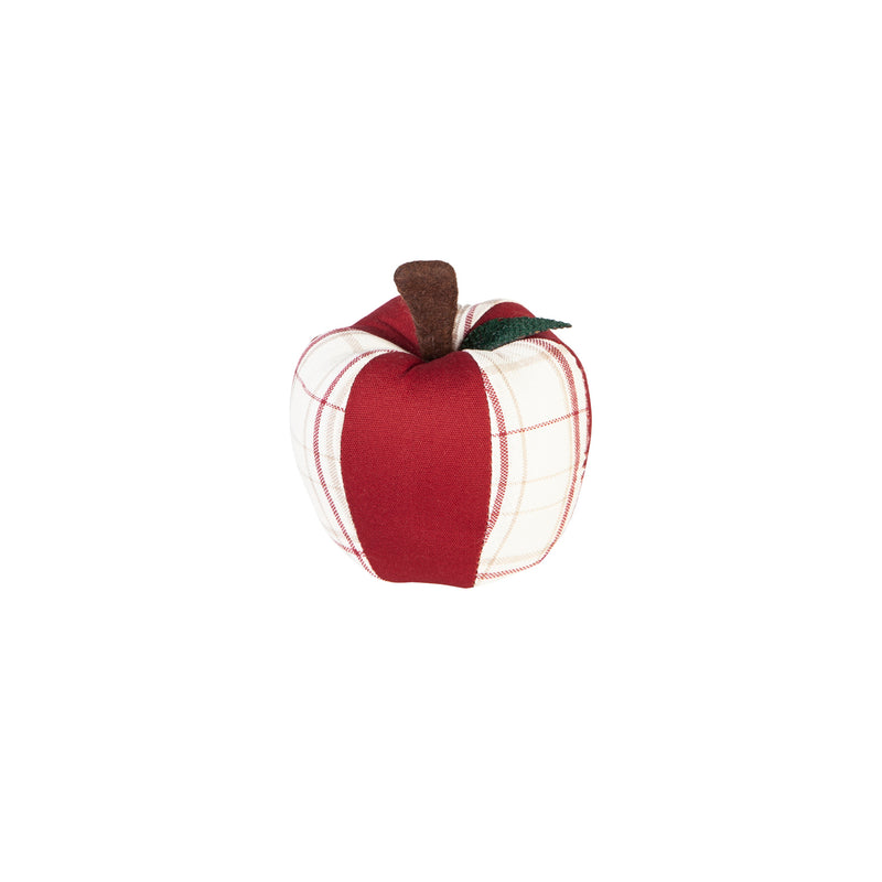 Fabric Apple Table Decor, 3 Asst, 3 of each, 9 Pieces Total in Wooden Tray