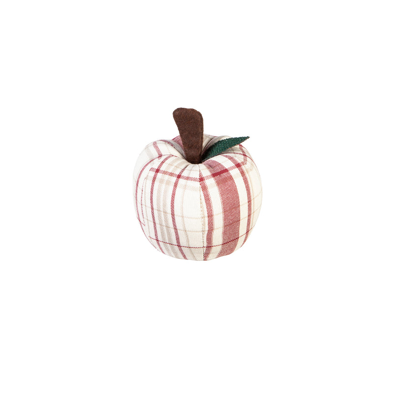 Fabric Apple Table Decor, 3 Asst, 3 of each, 9 Pieces Total in Wooden Tray