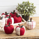 Fabric Apple Table Décor, 3 Asst, 3 of each, 9 Pieces Total in Wooden Tray