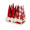 Fabric Holiday Gnome Ornament, 2 Asst, 6 of each, 12 Piece Total in Wooden Tray