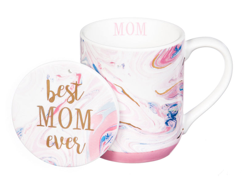 Ceramic Cup w/ Ornament/Coaster Gift Set, 10 oz., Mom,p2712001