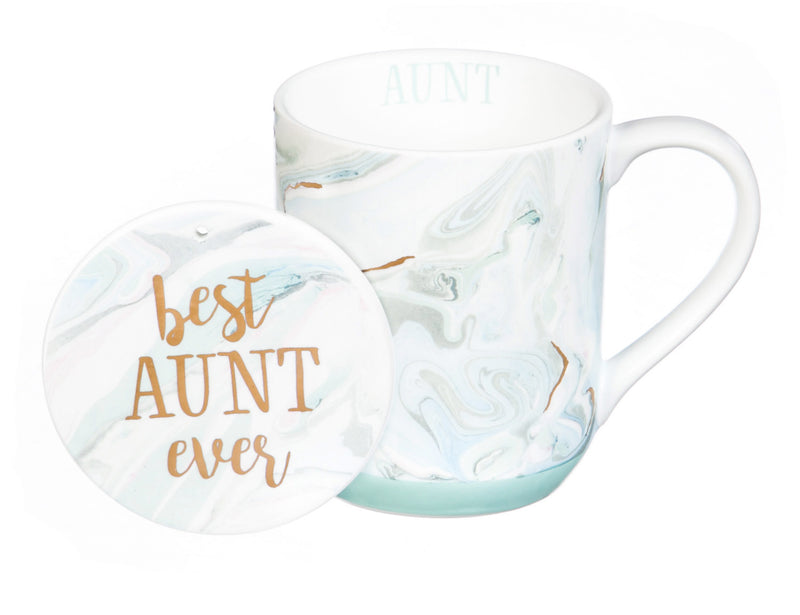 Ceramic Cup w/ Ornament/Coaster Gift Set, 10 oz., Aunt,p2712004