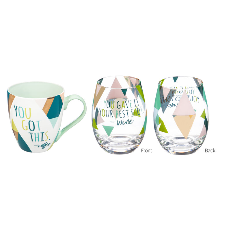 Cup and Stemless Wine Gift Set, You Gave It Your Best Shot,p2716001