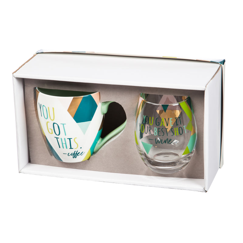 Cup and Stemless Wine Gift Set, You Gave It Your Best Shot,p2716001