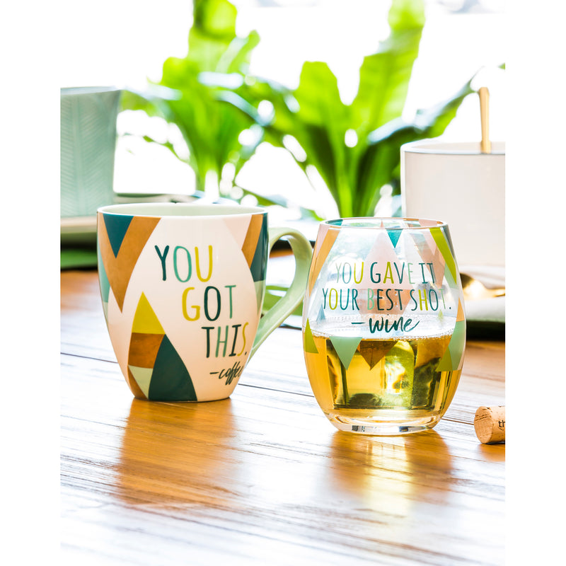 Cup and Stemless Wine Gift Set, You Gave It Your Best Shot,p2716001