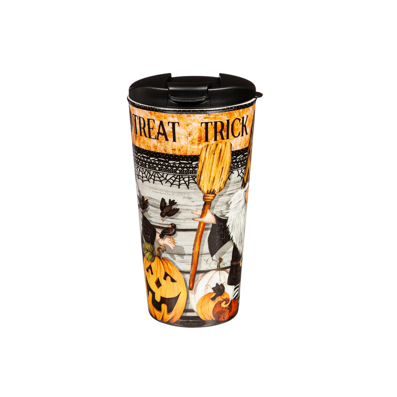 Ceramic Perfect Travel Cup and Puzzle Gift Set, 17oz, w/ Box, Trick Or Treat Gnome