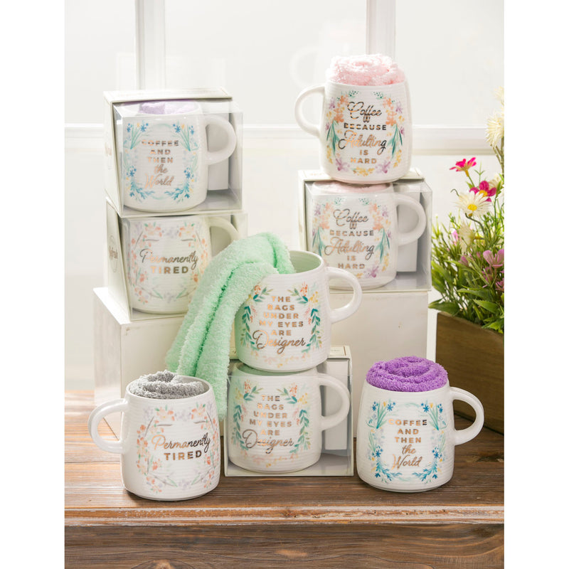 Ceramic Cup and Sock Gift set, 12 OZ, Life Begins after Coffee,p2978002