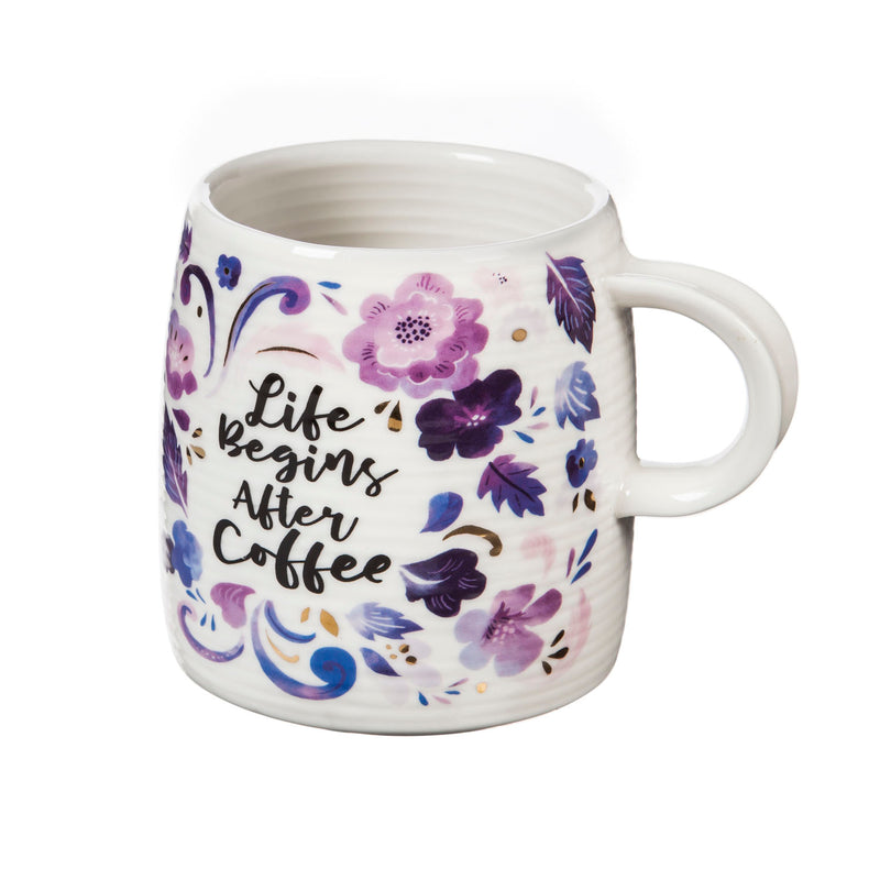 Ceramic Cup and Sock Gift set, 12 OZ, Life Begins after Coffee,p2978002