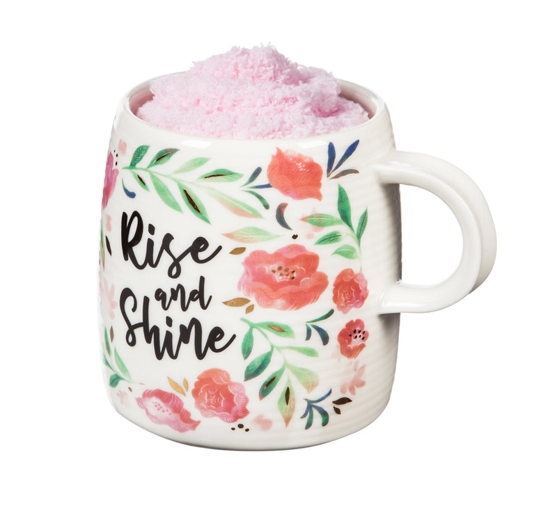 Ceramic Cup and Sock Gift set, 12 OZ, Rise and Shine,p2978004