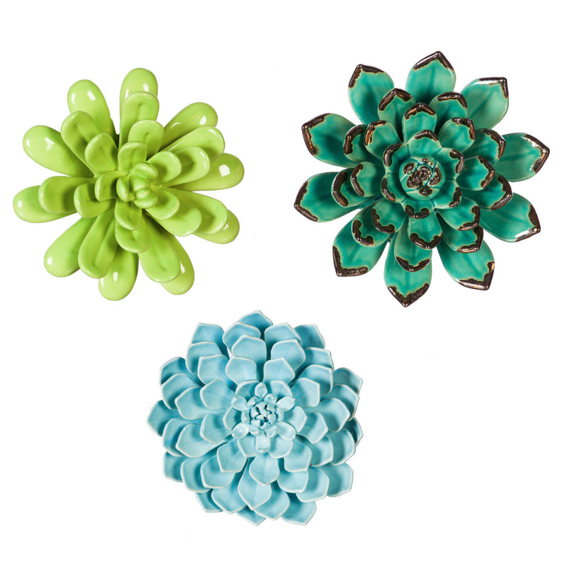 What She Shed Indoor Wall Decor, Ceramic Wall, San Pedro Cacti, Asst of 3