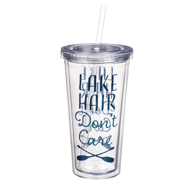 XL Insulated 18 OZ Acrylic Tumbler with Straw and Cap, Lake Hair Don't Care,p3694005