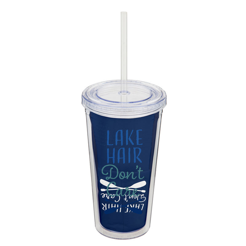 XL Insulated 18 OZ Acrylic Tumbler with Straw and Cap, Lake Hair Don't Care,p3694005