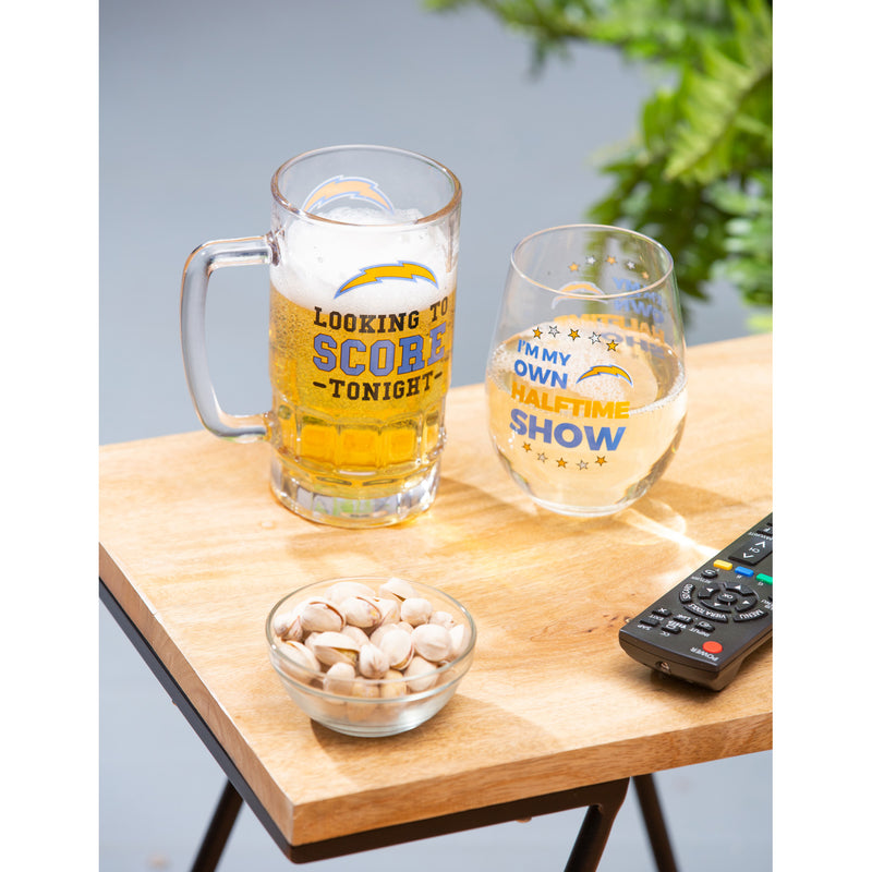 Los Angeles Chargers, Stemless 17OZ Wine & Beer 16 OZ  Gift Set