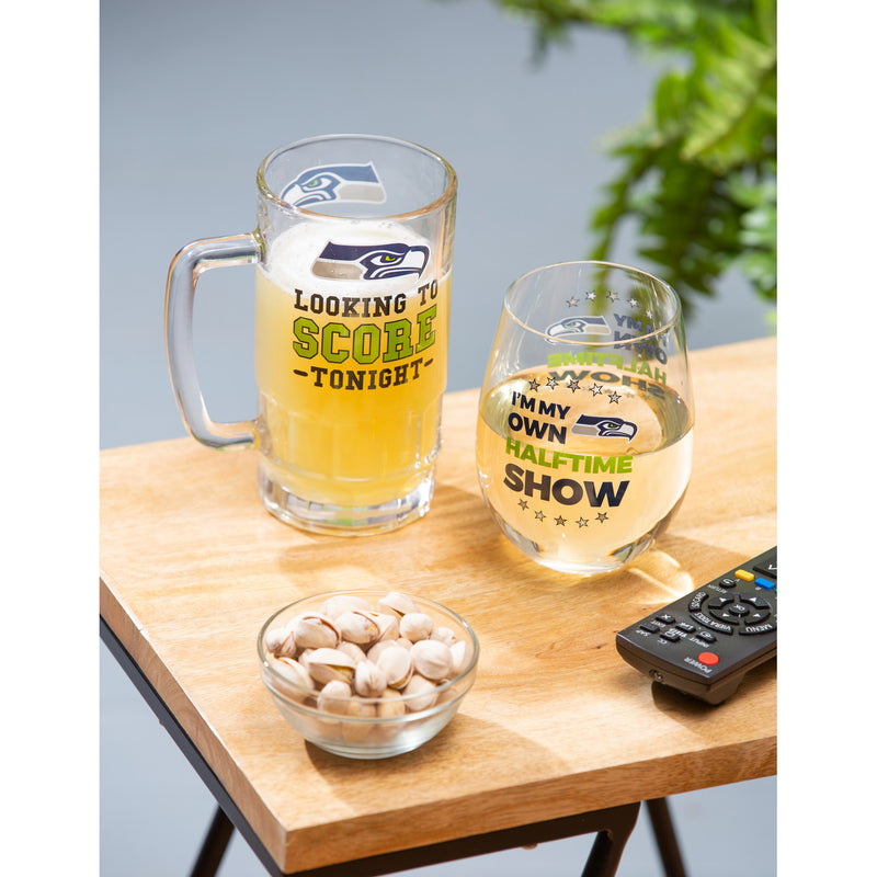 Seattle Seahawks, Stemless 17OZ Wine & Beer 16 OZ  Gift Set