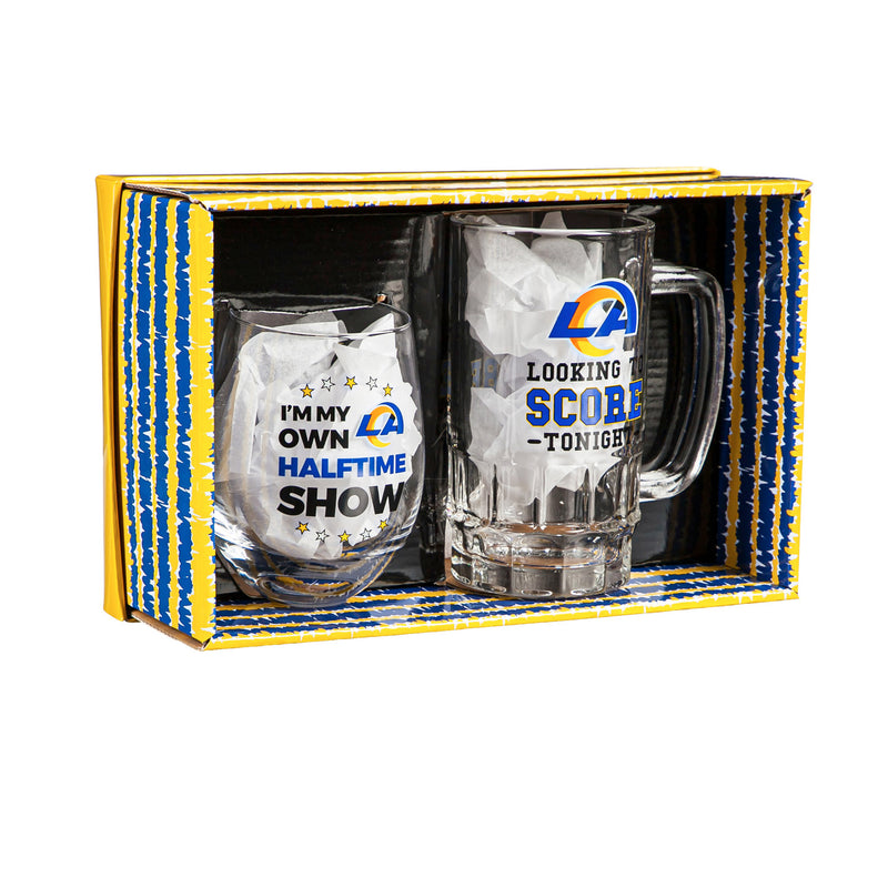 Los Angeles Rams, Stemless 17OZ Wine & Beer 16 OZ  Gift Set