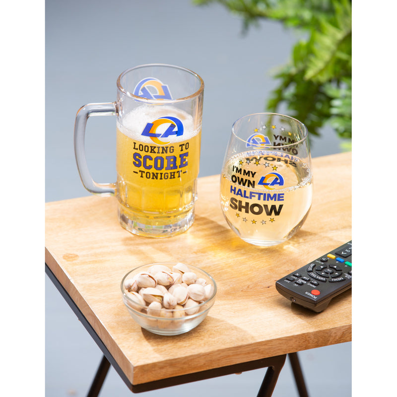 Los Angeles Rams, Stemless 17OZ Wine & Beer 16 OZ  Gift Set