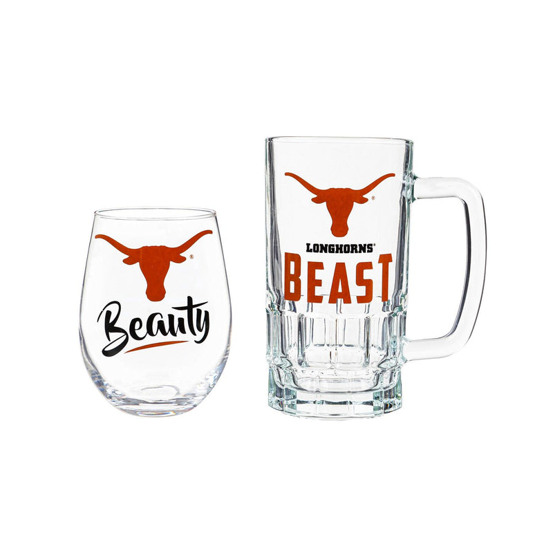 University of Texas, Stemless 17OZ Glass & Tankard 16OZ Gift Set