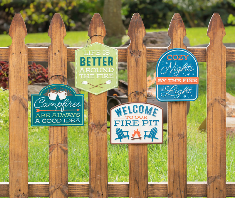 Printed Metal Hanging Firepit Nights Sign,p4664