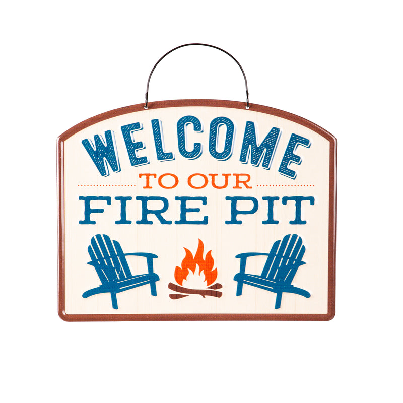 Printed Metal Hanging Firepit Nights Sign,p4664