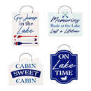 Printed Metal Hanging Blue Lake & Lodge Sign