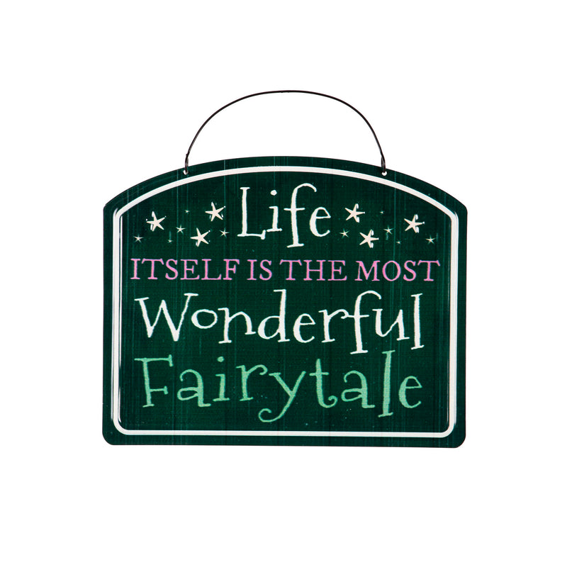 Evergreen Garden Accents,Printed Metal Hanging Fairy Garden Sign,10x0.13x8 Inches