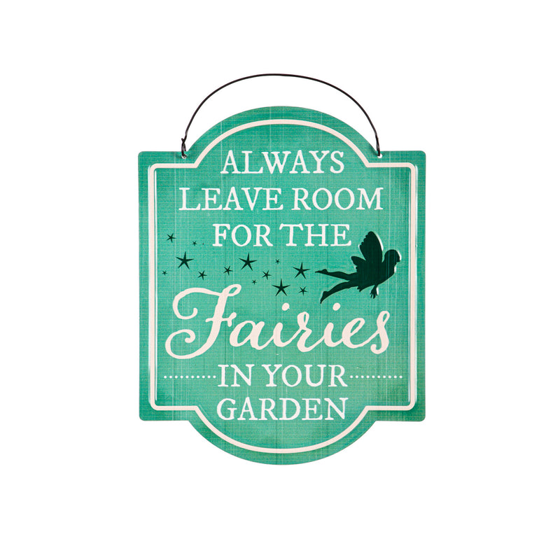 Evergreen Garden Accents,Printed Metal Hanging Fairy Garden Sign,10x0.13x8 Inches