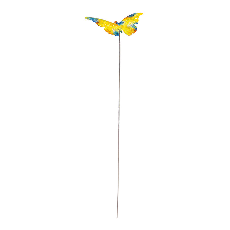 Pollinator Garden Stake Metal Butterfly, Dragonfly & Florals Plant Pick