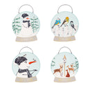 Printed Metal Hanging Winter Frost Snowglobe Sign,p4906