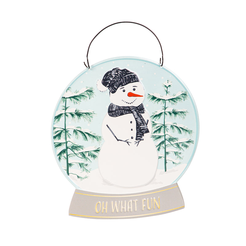 Printed Metal Hanging Winter Frost Snowglobe Sign,p4906