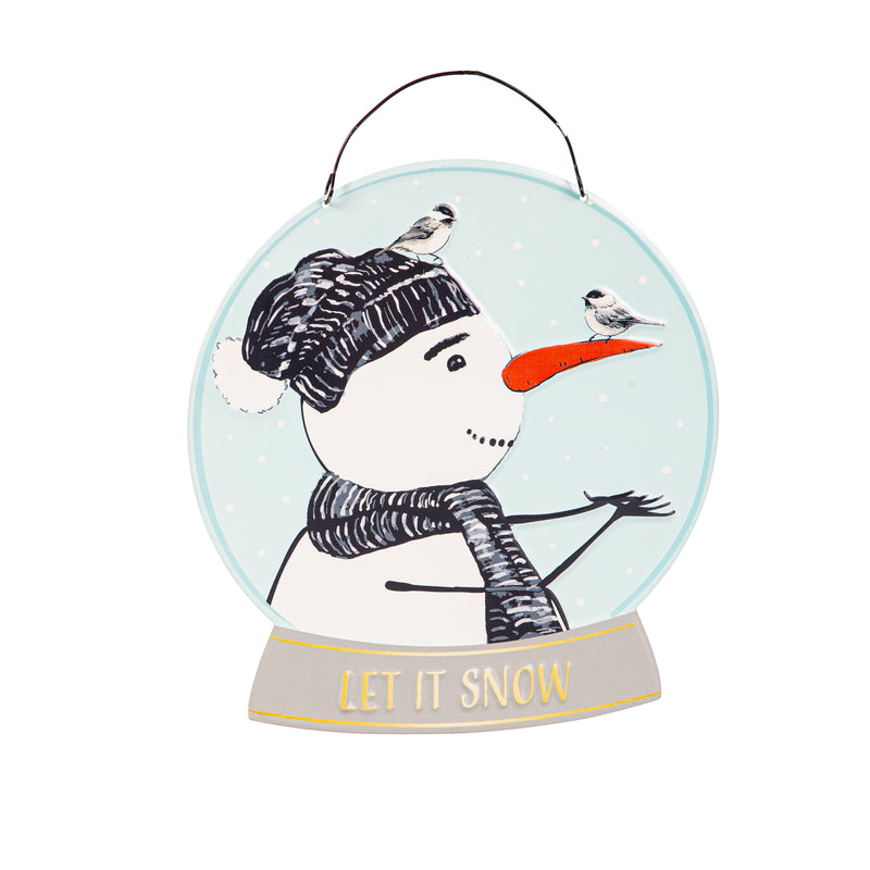 Printed Metal Hanging Winter Frost Snowglobe Sign,p4906