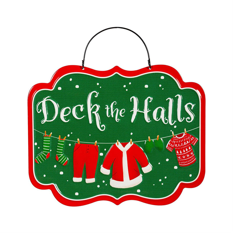 Christmas Vacation Garden Accent, Printed Metal Hanging Sign, Holiday Santa, Asst of 4