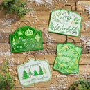 Shades of Green Garden Accent, Printed Metal Hanging Sign, Green Foilage, Asst of 4