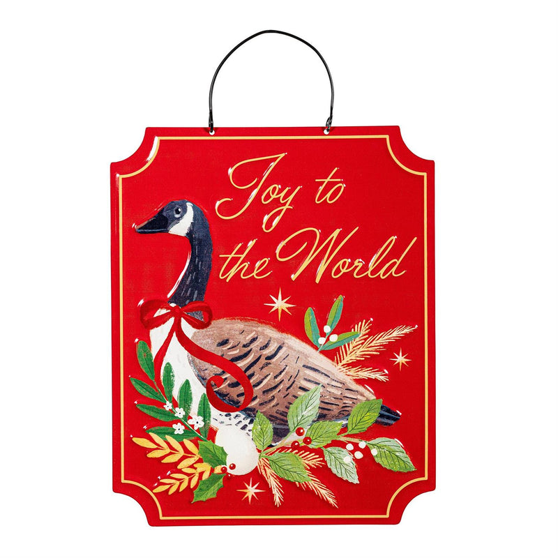Joyful Traditions Garden Accent, Printed Metal Hanging Birds Sign, Holiday Bird, Asst of 4