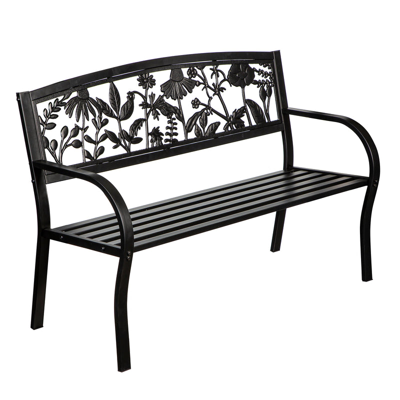 Steel and Cast iron Wild Flowers Bench.