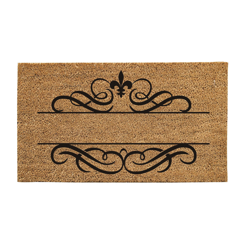 Fleur De Lis Natural Coir Monogram Mat