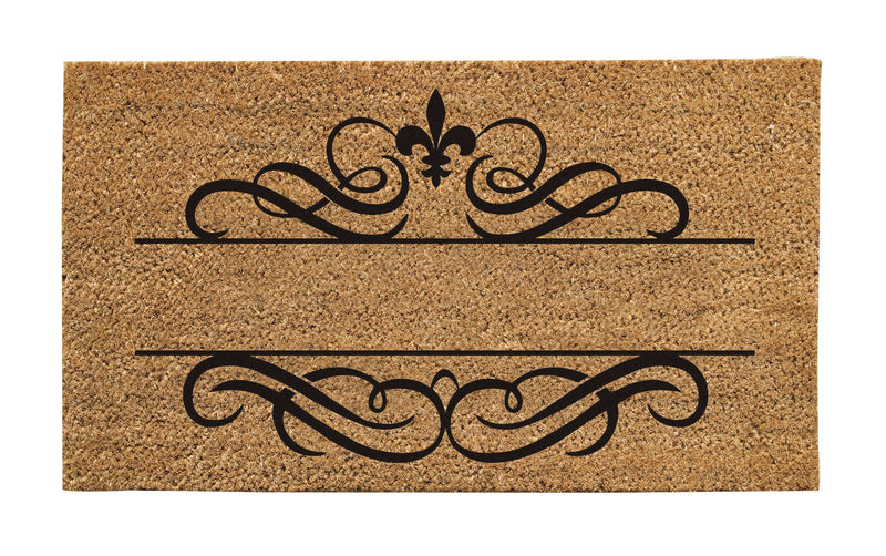 Fleur De Lis Natural Coir Monogram Mat