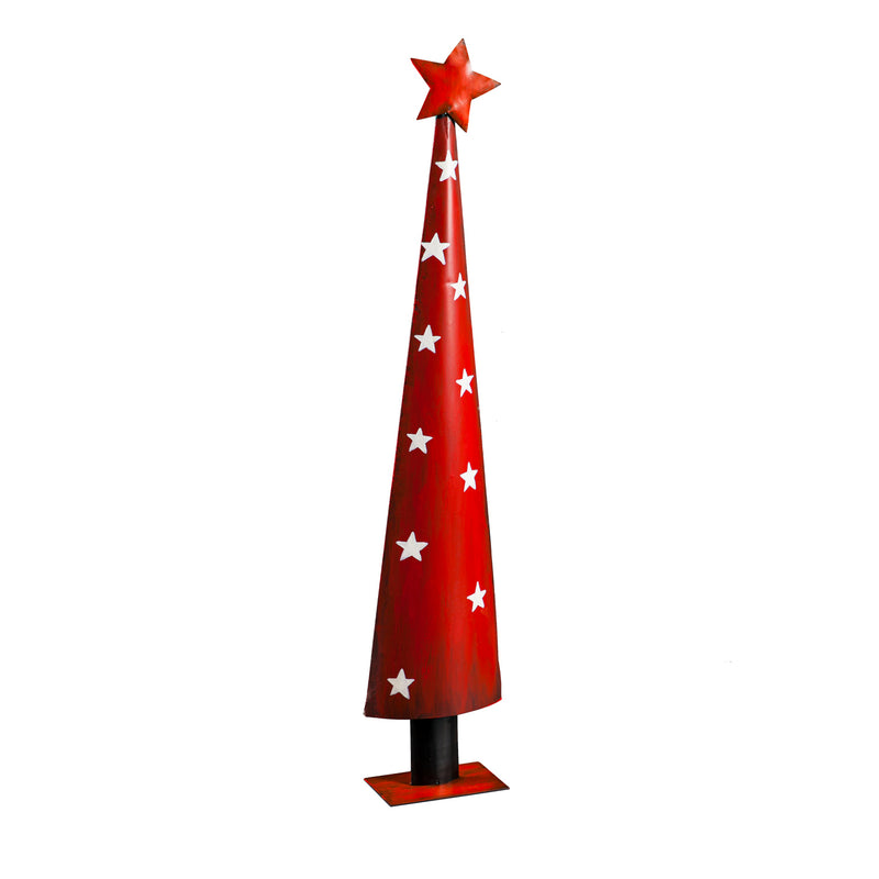 Set of 2 Red Polka Dot Metal Tree Statues,phc000