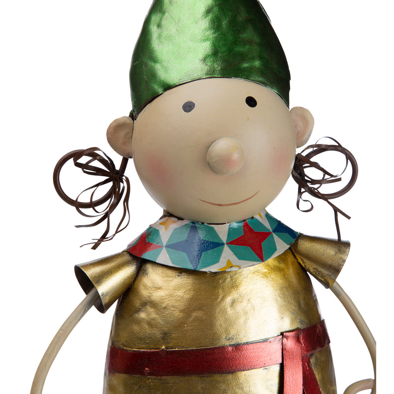 Metal Elf With Green Hat Christmas Garden Statue,phc012