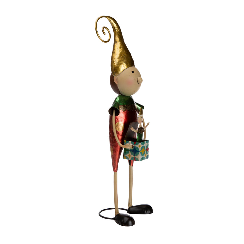 Metal Elf With Yellow Hat Christmas Garden Statue,phc014