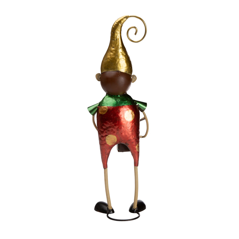 Metal Elf With Yellow Hat Christmas Garden Statue,phc014